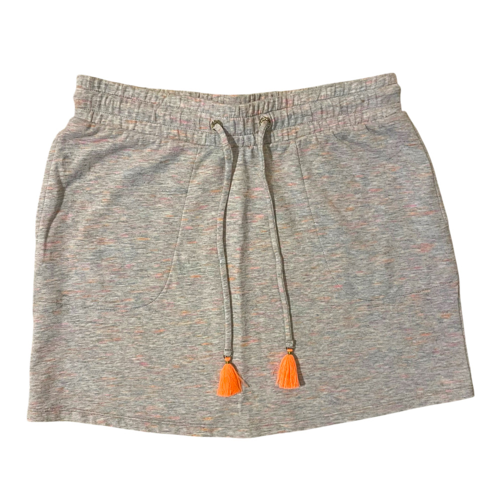 Lilly Pulitzer Zia Skirt Pull On Stretch Cotton Knit XS Grey Pink Peach Orange